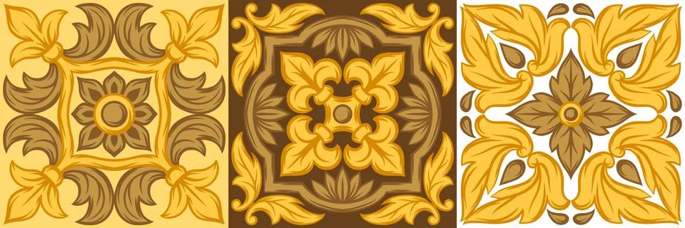 Italian ceramic tile pattern. Ethnic folk ornament. 스톡 일러스트