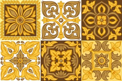 Italian ceramic tile pattern. Ethnic folk ornament. 스톡 일러스트