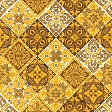 Italian ceramic tile pattern. Ethnic folk ornament. 스톡 일러스트