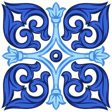 Italian ceramic tile pattern. Ethnic folk ornament. 스톡 일러스트