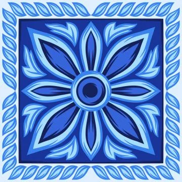 Italian ceramic tile pattern. Ethnic folk ornament. 스톡 일러스트