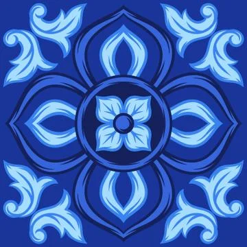 Italian ceramic tile pattern. Ethnic folk ornament. 스톡 일러스트