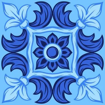 Italian ceramic tile pattern. Ethnic folk ornament. 스톡 일러스트