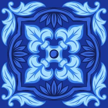 Italian ceramic tile pattern. Ethnic folk ornament. 스톡 일러스트