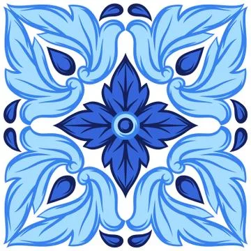 Italian ceramic tile pattern. Ethnic folk ornament. 스톡 일러스트