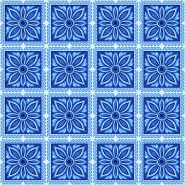 Italian ceramic tile pattern. Ethnic folk ornament. Stock Illustration
