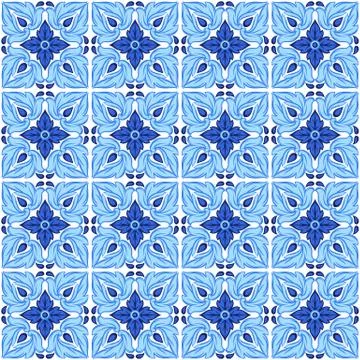 Italian ceramic tile pattern. Ethnic folk ornament. 스톡 일러스트