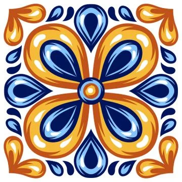 Italian ceramic tile pattern. Mediterranean porcelain pottery. Ilustración de archivo