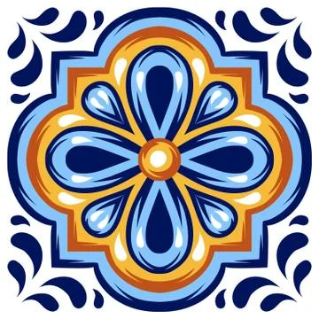 Italian ceramic tile pattern. Mediterranean porcelain pottery. Ilustración de archivo