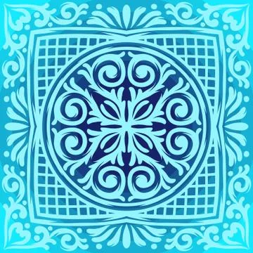 Italian ceramic tile pattern. Mediterranean porcelain pottery. Ilustración de archivo