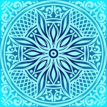 Italian ceramic tile pattern. Mediterranean porcelain pottery. Stock Illustration