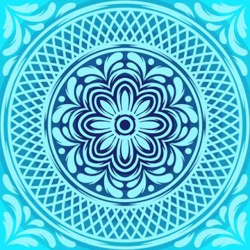 Italian ceramic tile pattern. Mediterranean porcelain pottery. Stock Illustration