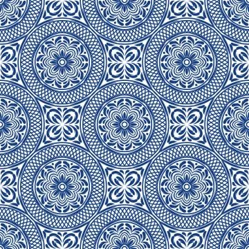 Italian ceramic tile pattern. Mediterranean porcelain pottery. Stock Illustration
