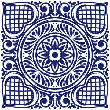 Italian ceramic tile pattern. Mediterranean porcelain pottery. Stock Illustration