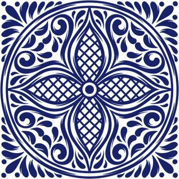 Italian ceramic tile pattern. Mediterranean porcelain pottery. Ilustración de archivo