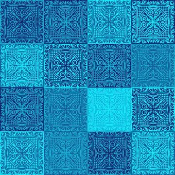Italian ceramic tile pattern. Mediterranean porcelain pottery. Stock Illustration