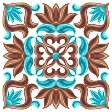 Italian ceramic tile pattern. Mediterranean porcelain pottery. Stock Illustration