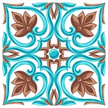 Italian ceramic tile pattern. Mediterranean porcelain pottery. Ilustración de archivo