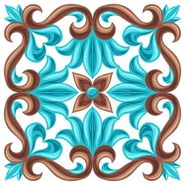 Italian ceramic tile pattern. Mediterranean porcelain pottery. Stock Illustration
