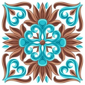 Italian ceramic tile pattern. Mediterranean porcelain pottery. Stock Illustration