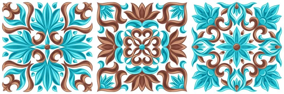 Italian ceramic tile pattern. Mediterranean porcelain pottery. Stock Illustration