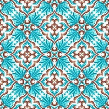 Italian ceramic tile seamless pattern. Mediterranean porcelain pottery. Ilustración de archivo