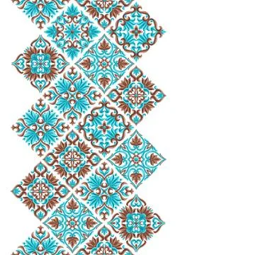 Italian ceramic tile seamless pattern. Mediterranean porcelain pottery. Ilustración de archivo