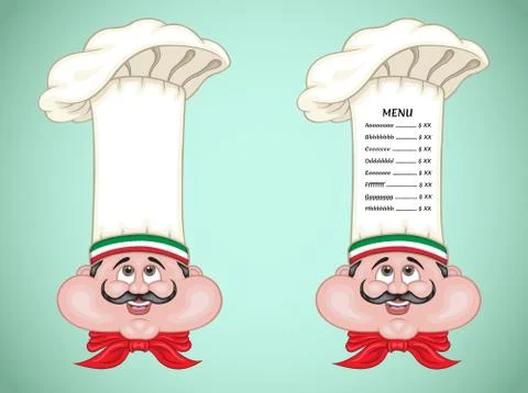 Italian Chef Hat Menu Stock Illustration
