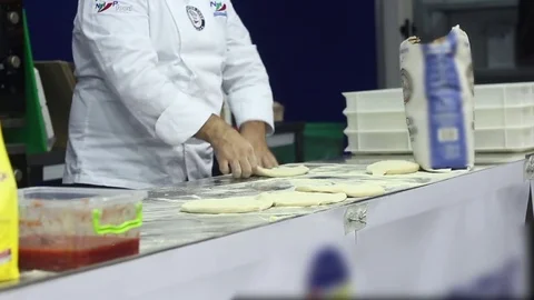 Italian chef making dough Stock Footage 73425863