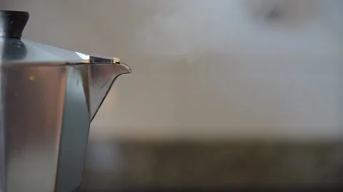 Italian coffee maker making coffee Stock Footage 143801256