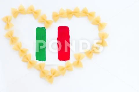 Italian cookery, pasta colours of a flag. Stock Photos