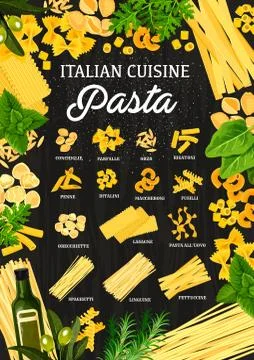 Italian cuisine menu traditional pasta Stock Illustration