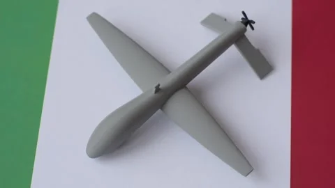 Italian drone unmanned autonomous technology of espionage and strikes on the ene Stock Footage 345836105