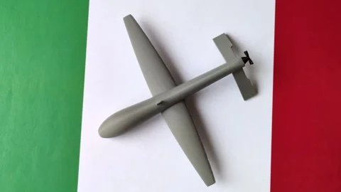 Italian drone unmanned autonomous technology of espionage and strikes on the ene Stock Footage 345836440
