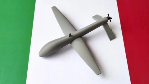 Italian drone unmanned autonomous technology of espionage and strikes on the ene Stock Footage 345836447