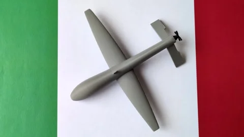 Italian drone unmanned autonomous technology of espionage and strikes on the ene Stock Footage 345836448