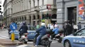 Italian Emergency Police Car Passing Moving Action Milan Italy Carabinieri Crowd HD Footage