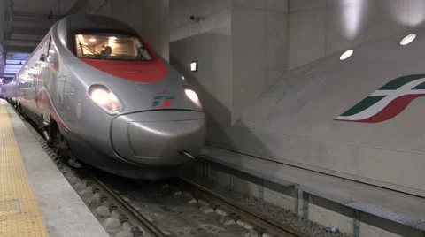 Italian fast train - Freccia Argento Stock Footage 50256255