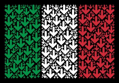 Italian Flag Collage of Arrow Down Icons Stock Illustration