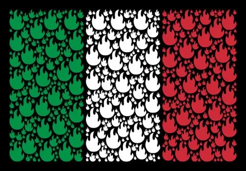Italian Flag Collage of Fire Flame Items イラスト素材