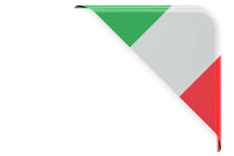 Italian flag corner, button, label. 3D rendering Stock Illustration