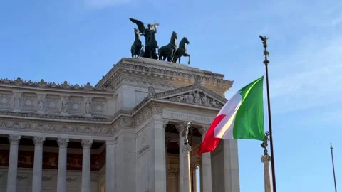The Italian flag flies with the wind. Stock Footage 257398162