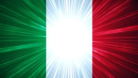 Italian flag with light rays Stock Illustration