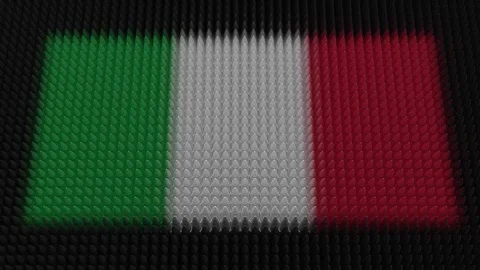 Italian Flag Light Shining on Scrolling Bullets Stock Footage 255900335