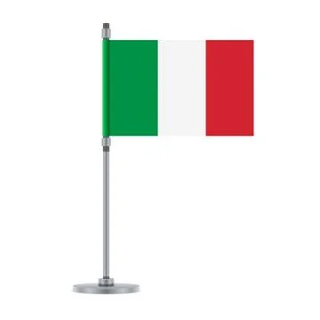Italian flag on the metallic pole, vector illustration Stock Illustration