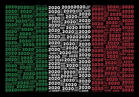 Italian Flag Pattern of 2020 Year Text Items 库存插图