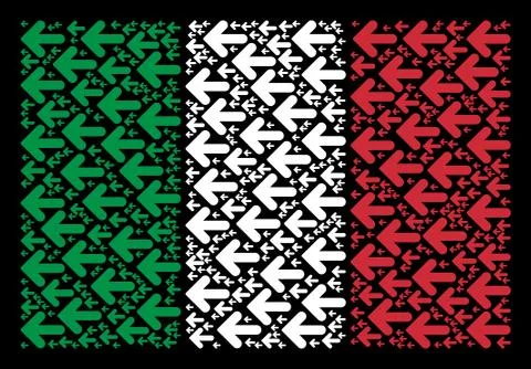 Italian Flag Pattern of Arrow Left Items Illustrazione stock