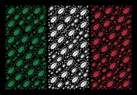 Italian Flag Pattern of Cockroach Icons Illustrazione stock
