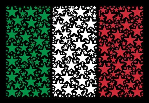 Italian Flag Pattern of Confetti Star Icons Stock Illustration
