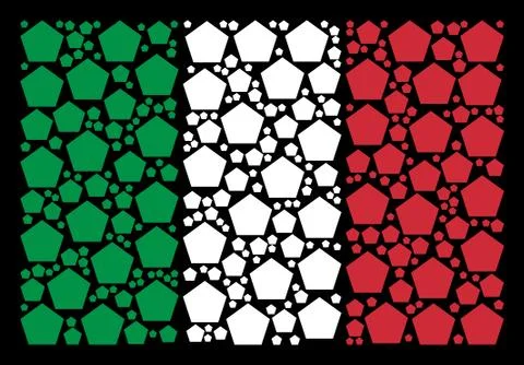 Italian Flag Pattern of Filled Pentagon Icons Illustrazione stock
